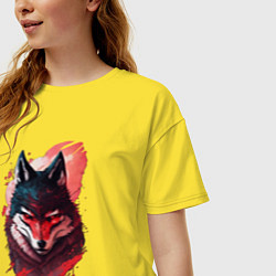 Футболка оверсайз женская Красный волк ниндзя, цвет: желтый — фото 2