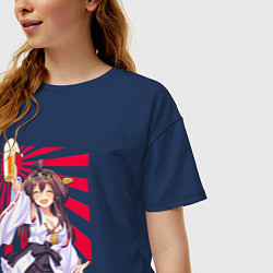 Футболка оверсайз женская Пиво - тян, цвет: тёмно-синий — фото 2