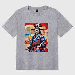 Футболка оверсайз женская Самурай на изготовке, цвет: меланж