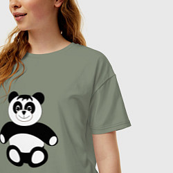 Футболка оверсайз женская Панда медведь cartoon, цвет: авокадо — фото 2