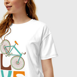 Футболка оверсайз женская Люблю велосипед, цвет: белый — фото 2
