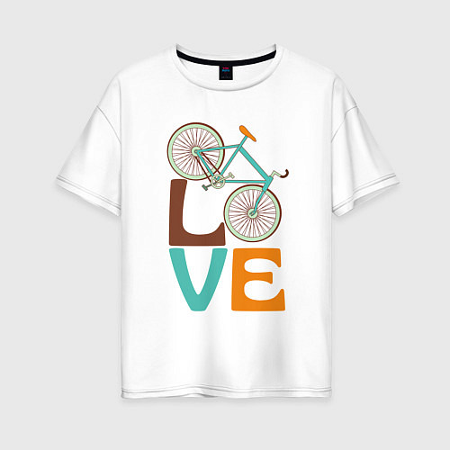 Женская футболка оверсайз Люблю велосипед / Белый – фото 1