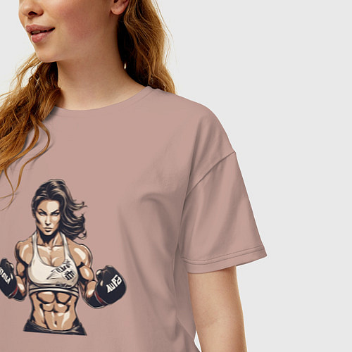 Женская футболка оверсайз Женский бокс / Пыльно-розовый – фото 3