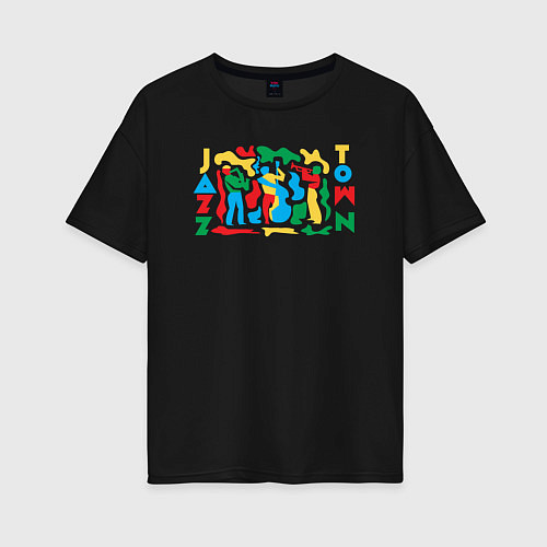 Женская футболка оверсайз Джазовый городок / Черный – фото 1