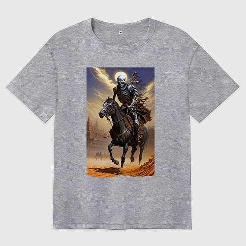 Женская футболка оверсайз Всадник апокалипсиса - нейросеть / Меланж – фото 1
