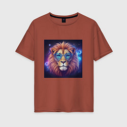 Женская футболка оверсайз Космический лев в очках