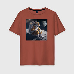 Женская футболка оверсайз Тигр астронавт