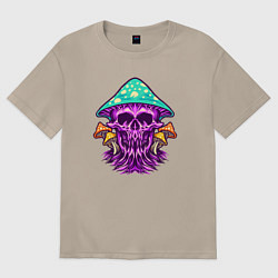 Футболка оверсайз женская Mushroom skull, цвет: миндальный