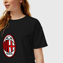Футболка оверсайз женская Футбольный клуб Milan, цвет: черный — фото 2