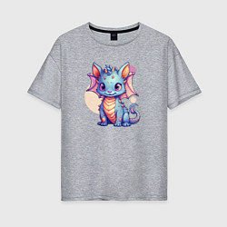 Женская футболка оверсайз Cute dragon cat