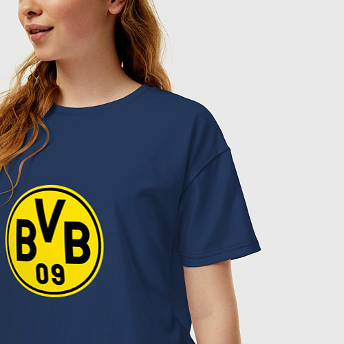 Женская футболка оверсайз Borussia fc sport / Тёмно-синий – фото 3