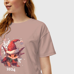 Футболка оверсайз женская Happy Dragon year 2024, цвет: пыльно-розовый — фото 2