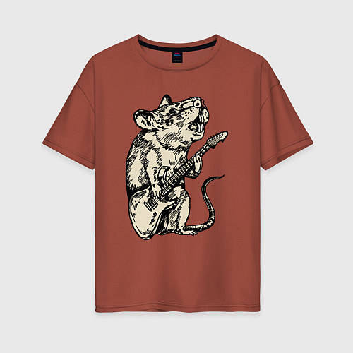 Женская футболка оверсайз Mouse rock / Кирпичный – фото 1