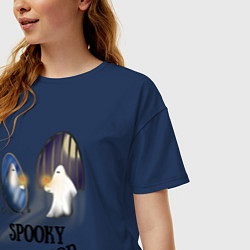 Футболка оверсайз женская Spooky season, цвет: тёмно-синий — фото 2