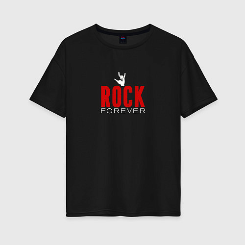 Женская футболка оверсайз Rock forever 2 / Черный – фото 1