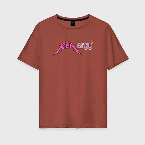 Женская футболка оверсайз Kenergy - metallica and barbie style / Кирпичный – фото 1