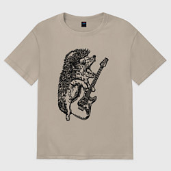 Футболка оверсайз женская Ёжик рокер, цвет: миндальный