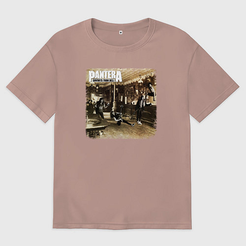 Женская футболка оверсайз Pantera cowboys from hell / Пыльно-розовый – фото 1