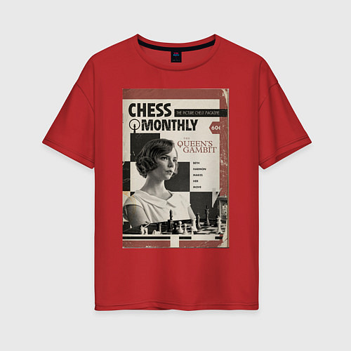 Женская футболка оверсайз Ход королевы винтаж / Красный – фото 1