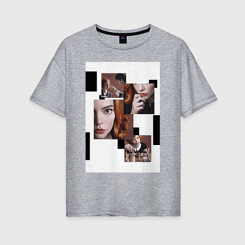 Женская футболка оверсайз Ход королевы винтаж / Меланж – фото 1