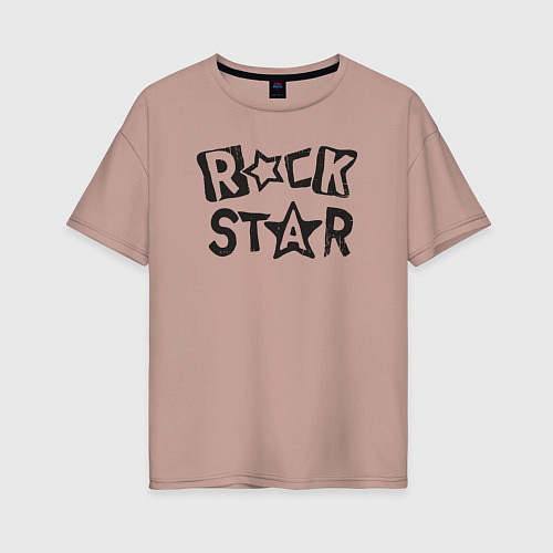 Женская футболка оверсайз Рок звезда / Пыльно-розовый – фото 1
