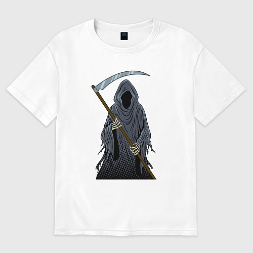 Женская футболка оверсайз Призрак смерти с косой / Белый – фото 1