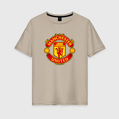 Женская футболка оверсайз Манчестер Юнайтед фк спорт / Миндальный – фото 1