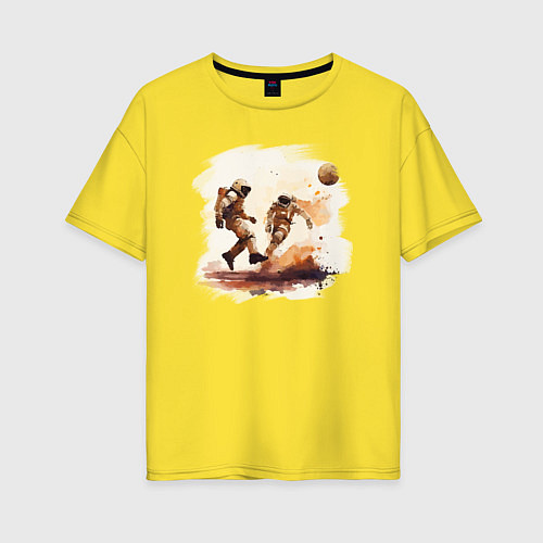 Женская футболка оверсайз Кофейные футболисты / Желтый – фото 1