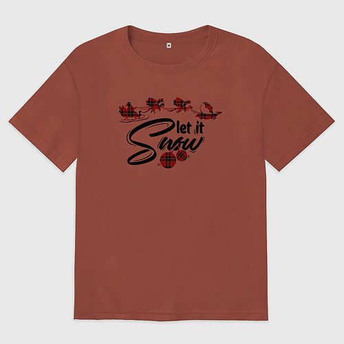 Женская футболка оверсайз Pajama pattern let it snow / Кирпичный – фото 1