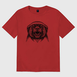 Женская футболка оверсайз Медоед рычит