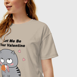 Футболка оверсайз женская Let me be your valentine, цвет: миндальный — фото 2