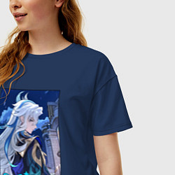 Футболка оверсайз женская Нёвиллет - Геншин Импакт, цвет: тёмно-синий — фото 2