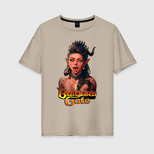 Женская футболка оверсайз Karlah - Baldurs gate - ahegao / Миндальный – фото 1