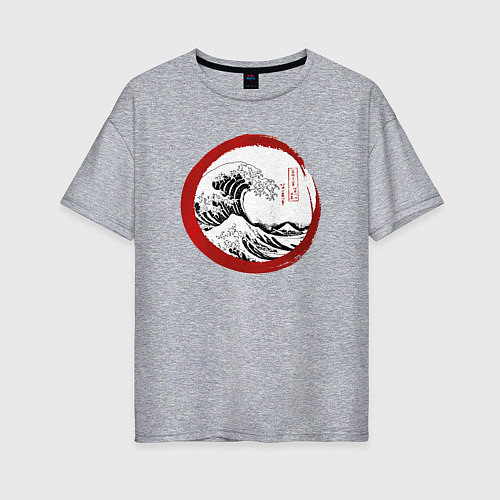 Женская футболка оверсайз Волна от Канагава / Меланж – фото 1