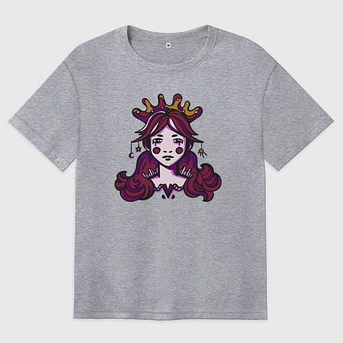 Женская футболка оверсайз Принцесса витражный портрет / Меланж – фото 1