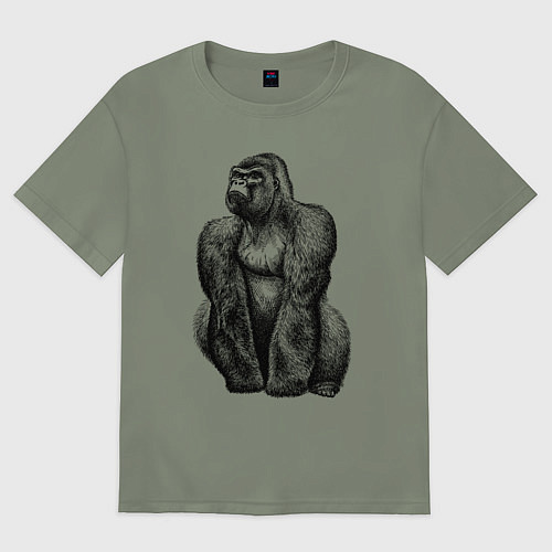 Женская футболка оверсайз Горилла штрихами / Авокадо – фото 1