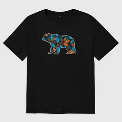 Женская футболка оверсайз Медведь в траве