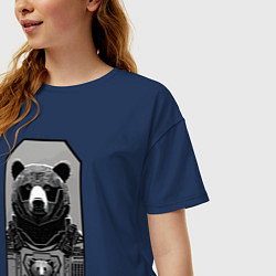 Футболка оверсайз женская Кибер-медведь - нейросеть, цвет: тёмно-синий — фото 2