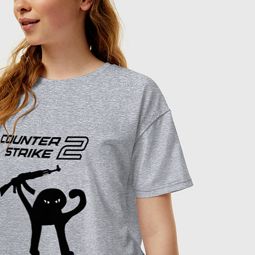 Женская футболка оверсайз Counter strike 2 мем / Меланж – фото 3