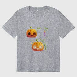 Футболка оверсайз женская Тыква и свечка, цвет: меланж