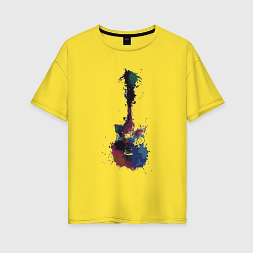 Женская футболка оверсайз Guitar splash / Желтый – фото 1