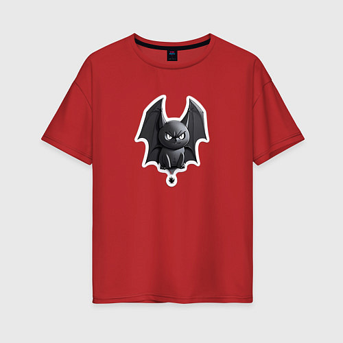 Женская футболка оверсайз Мистическая летучая мышь / Красный – фото 1