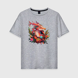 Женская футболка оверсайз Christmas angry dragon