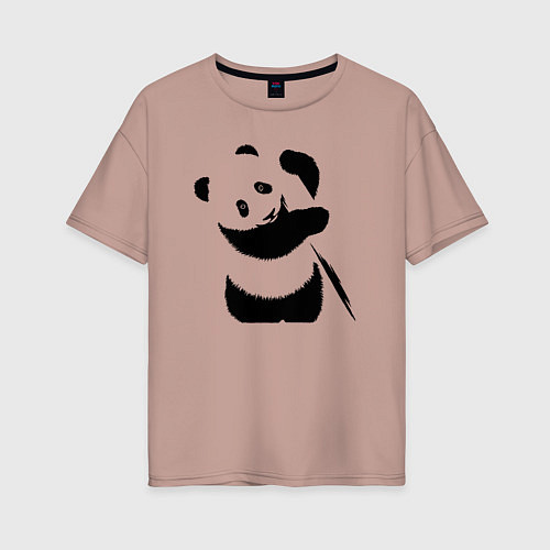 Женская футболка оверсайз Панда с бревном / Пыльно-розовый – фото 1