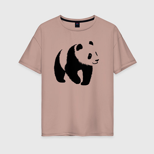 Женская футболка оверсайз Панда трафарет / Пыльно-розовый – фото 1