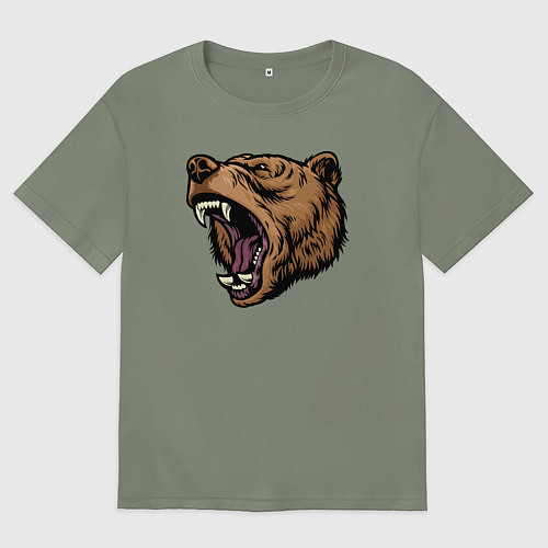 Женская футболка оверсайз Медведь злится / Авокадо – фото 1