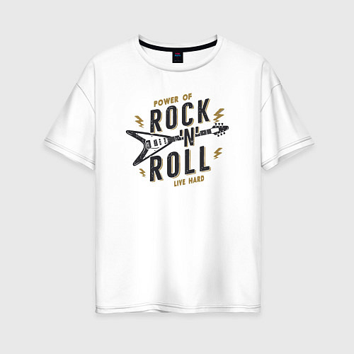 Женская футболка оверсайз Power of rock n roll / Белый – фото 1