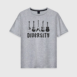 Женская футболка оверсайз Разнообразие гитар