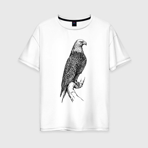 Женская футболка оверсайз Орёл на бревне / Белый – фото 1