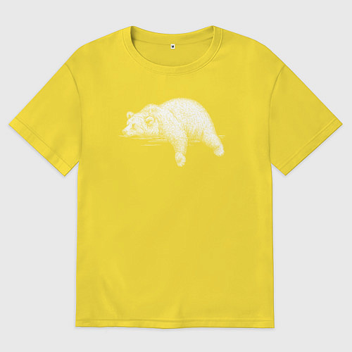 Женская футболка оверсайз Медведь лежит отдыхает / Желтый – фото 1